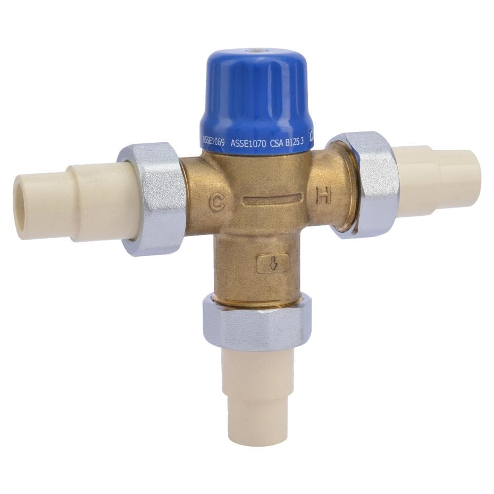 Válvula mezcladora termostática de latón CPVC de 1/2 pulgadas de diámetro interno x CPVC de 1/2 pulgadas de diámetro externo de Cash Acme 24508