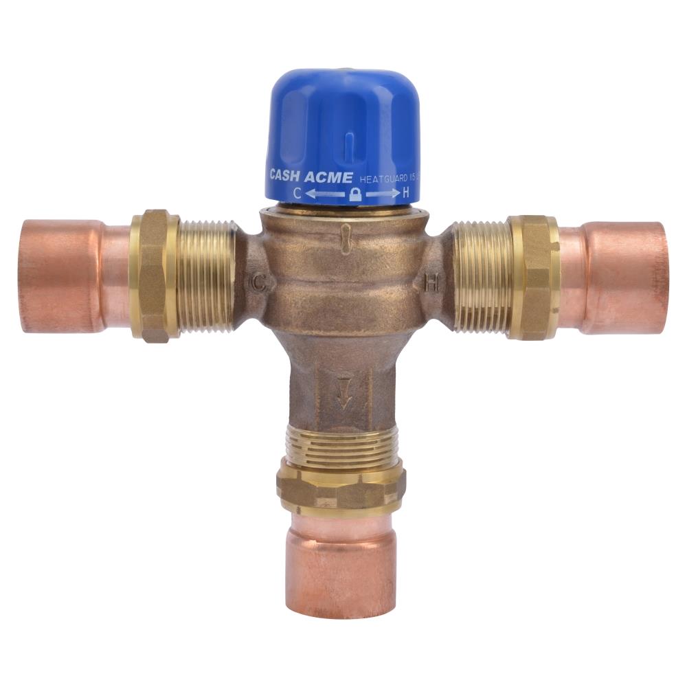 Válvula mezcladora termostática de latón con sudor de cobre de 1-1/4 pulgadas ID x 1-1/4 pulgadas OD de Cash Acme 24521