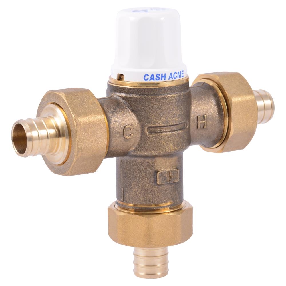 Válvula mezcladora termostática de latón para PEX de 3/4 pulgadas ID x 3/4 pulgadas OD de Cash Acme 24532
