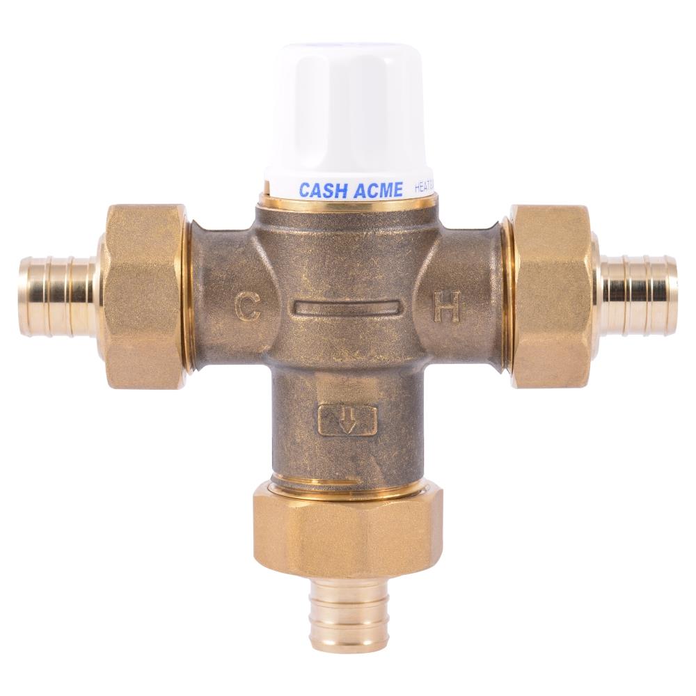 Válvula mezcladora termostática de latón para PEX de 3/4 pulgadas ID x 3/4 pulgadas OD de Cash Acme 24532