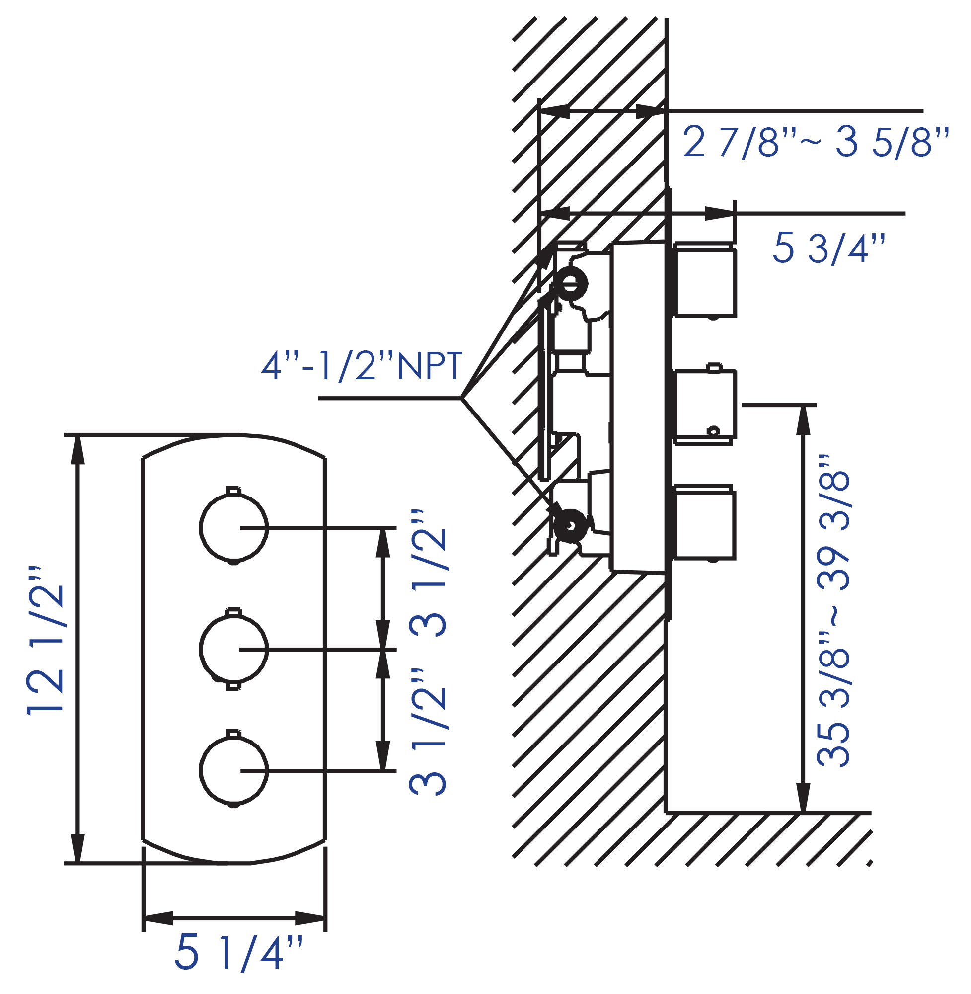 Válvula de mezcla termostática de latón ALFI ALFI 1/2 pulgada ID MNPT x 1/2 pulgada OD MNPT AB3901-PC