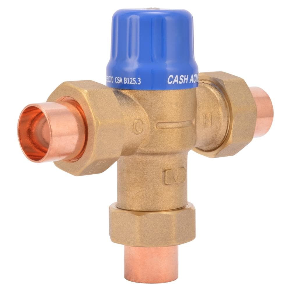 Válvula mezcladora termostática de latón Cash Acme 3/4 pulgadas ID cobre al sudar x 3/4 pulgadas OD cobre al sudar 24502