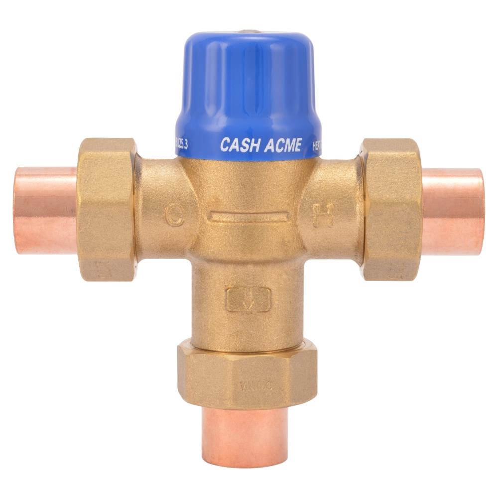 Válvula mezcladora termostática de latón Cash Acme 3/4 pulgadas ID cobre al sudar x 3/4 pulgadas OD cobre al sudar 24502