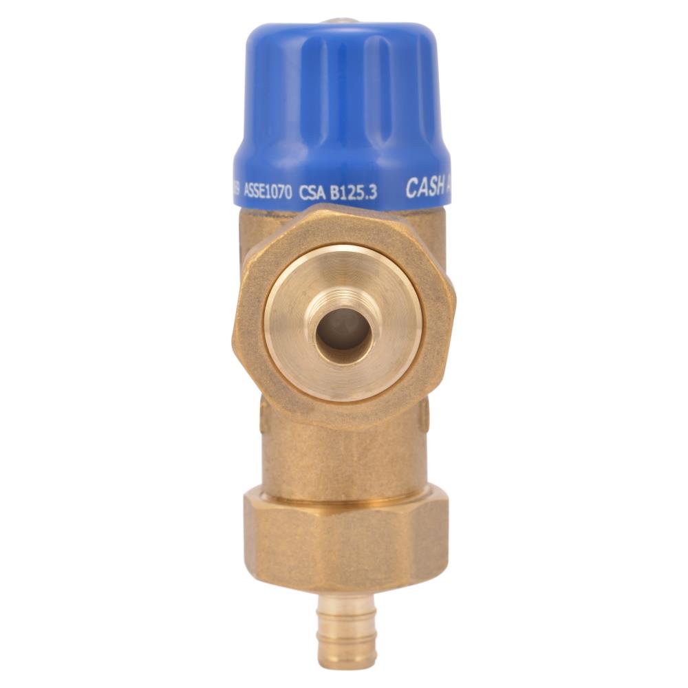 Válvula mezcladora termostática de latón de 1/2 pulgadas para PEX con barra de entrada de 1/2 pulgada y barra de salida de 1/2 pulgada de Cash Acme 24506