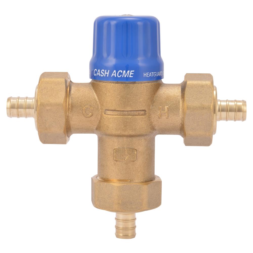Válvula mezcladora termostática de latón de 1/2 pulgadas para PEX con barra de entrada de 1/2 pulgada y barra de salida de 1/2 pulgada de Cash Acme 24506