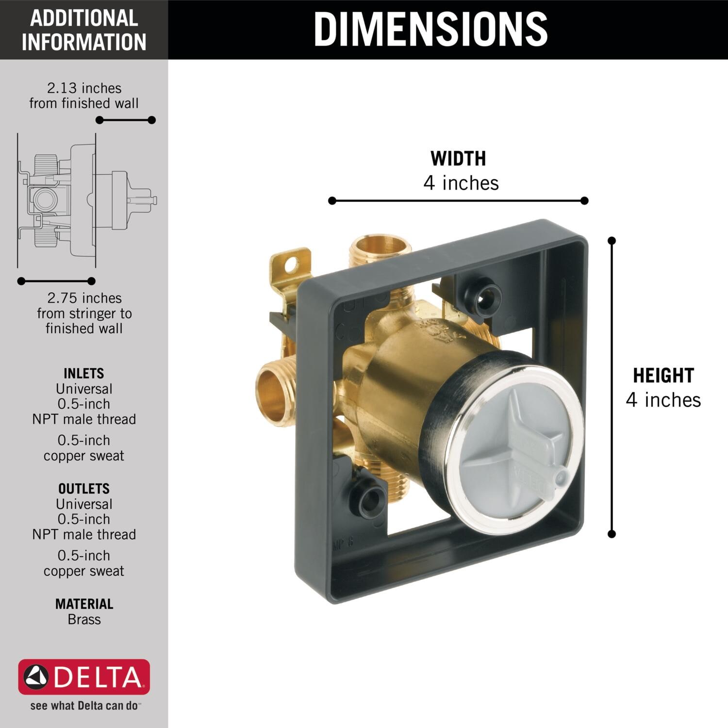 Válvula de control de volumen de latón Delta de 1/2 pulgadas ID MIP x 1/2 pulgadas OD MIP R10000-UNBX