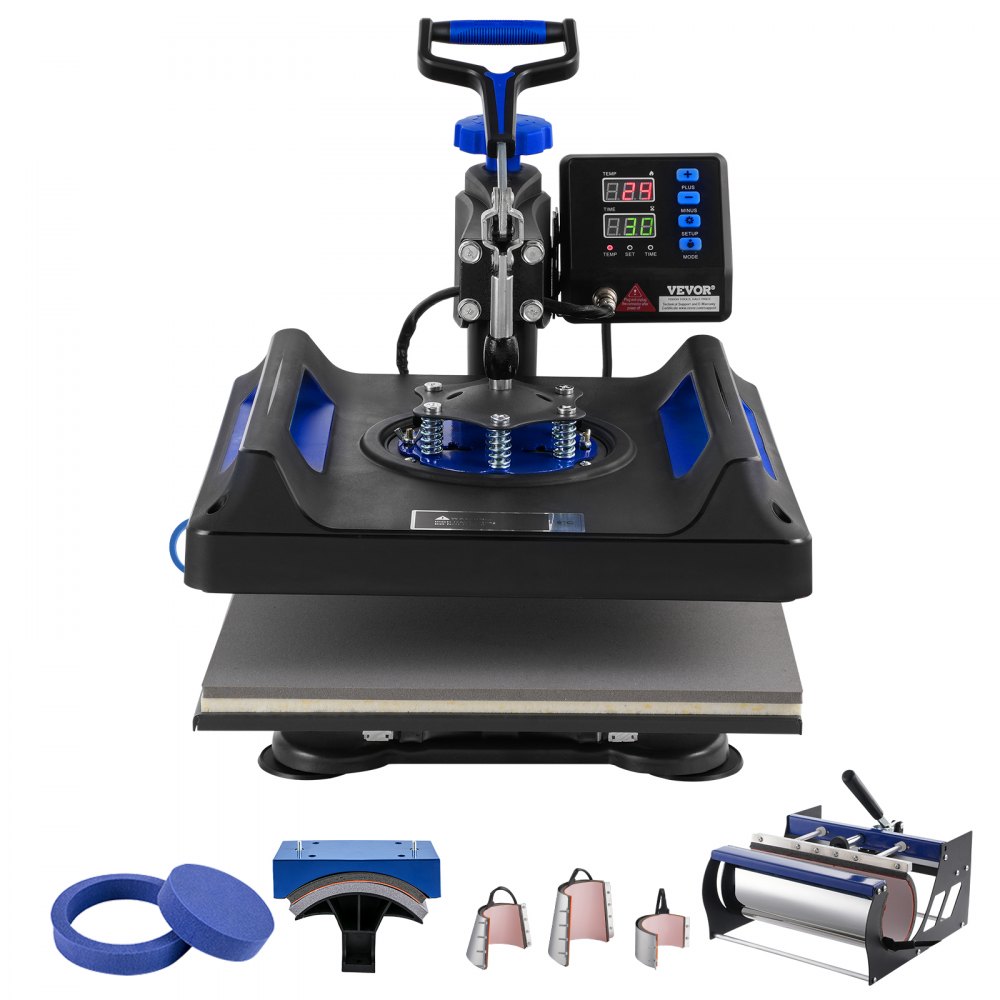 VEVOR 8 in 1 Heat Press Machine 15x15 in 30oz Tumbler Press T-Shirts Black+Blue - YTS30OZ151581BP9GV1