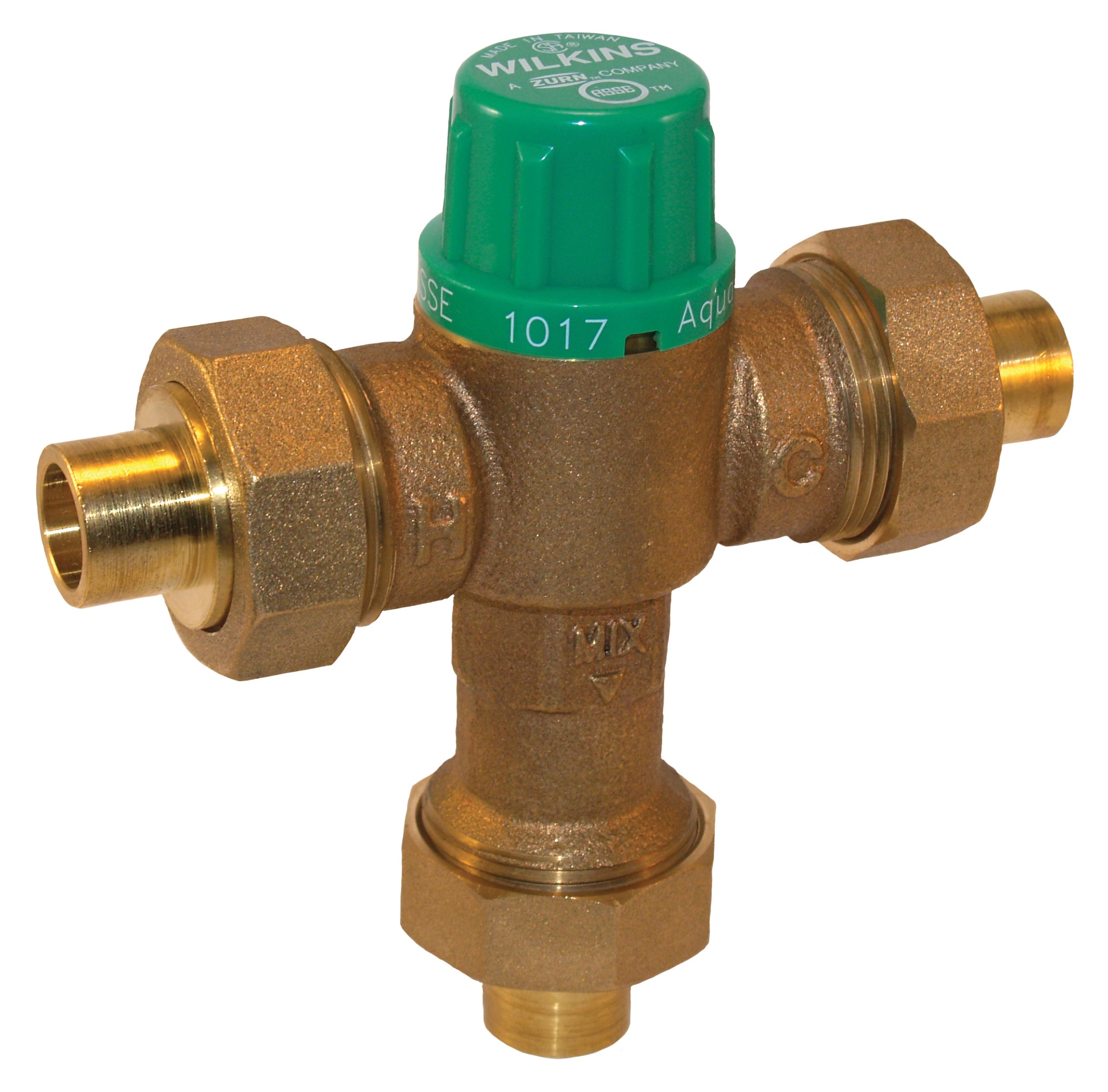 Válvula mezcladora termostática de bronce Zurn Wilkins AquaGard#174, Modelo ZW1017XL, 3/4 pulgadas de diámetro interno de cobre x 3/4 pulgadas de diámetro externo de cobre