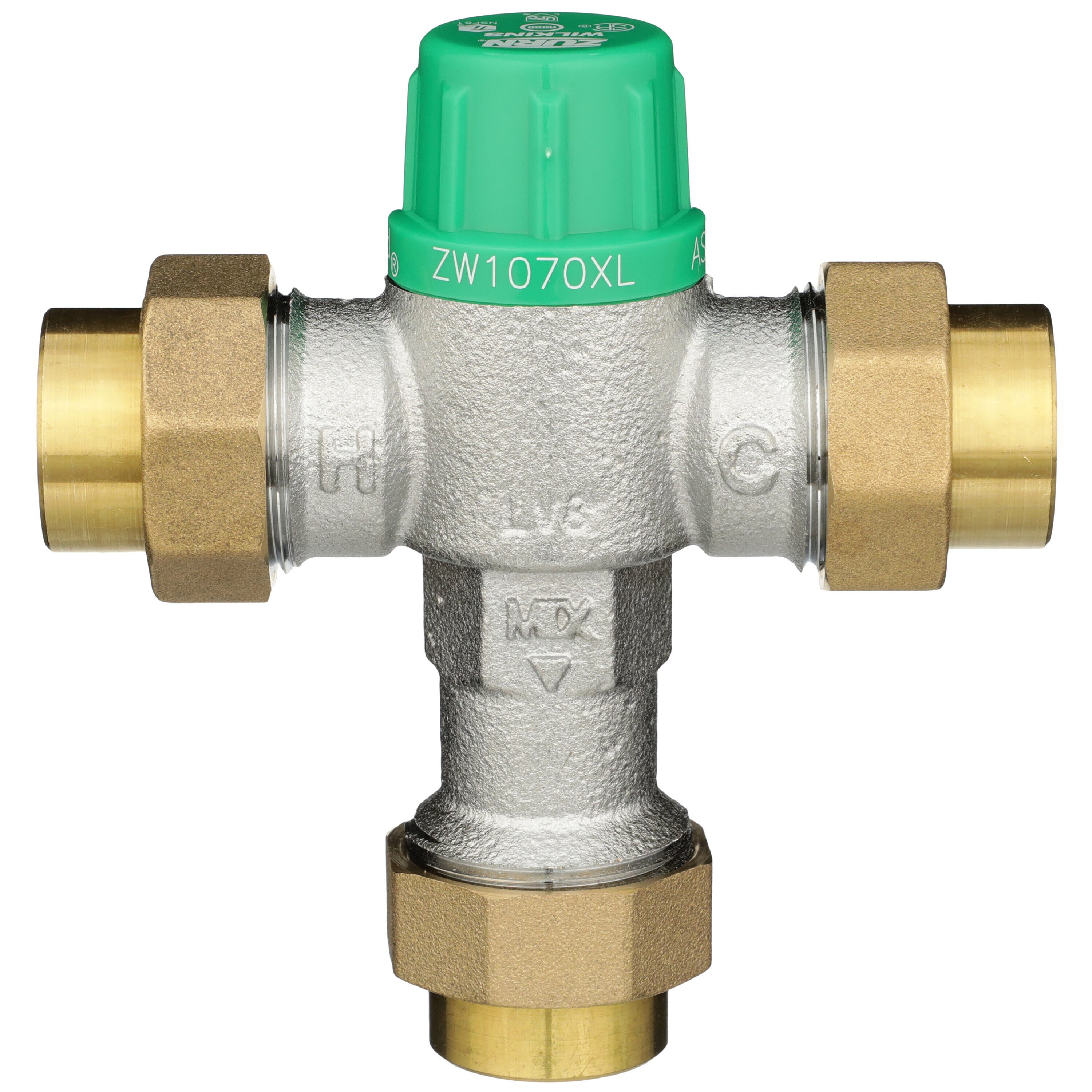 Válvula mezcladora termostática de bronce Aqua-Gard#174 de 1/2 pulgadas ID FNPT x 1/2 pulgadas OD FNPT Zurn Wilkins 12-ZW1070XL