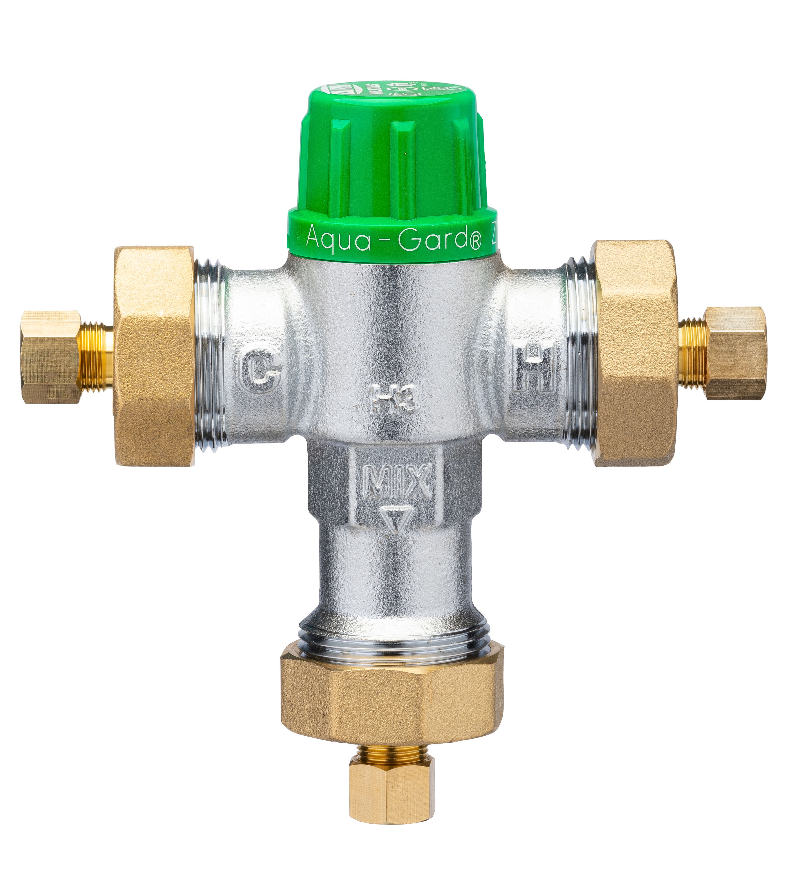 Válvula mezcladora termostática de bronce Aqua-Gard Zurn Wilkins 3/8 pulgadas ID Compresión x 3/8 pulgadas OD Compresión 38-ZW1070XLCOMP