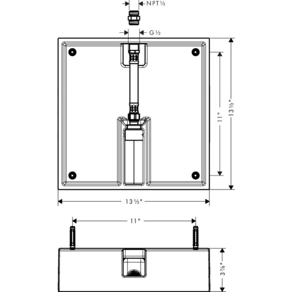 Válvula de ducha de latón Hansgrohe Raindance de 1/2 pulgadas MNPT x MNPT 26254181