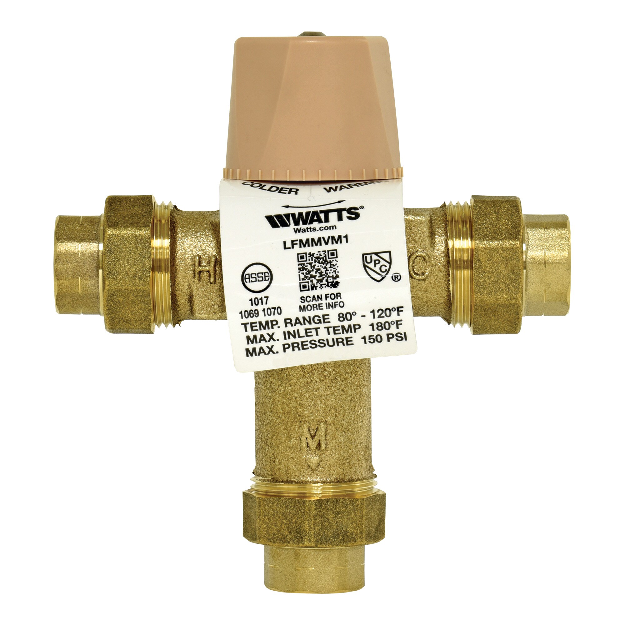 Válvula de Mezcla Termostática sin Plomo Watts para Tubería de Cobre 3/4-pulg. ID FNPT x 3/4-pulg. OD FNPT LFMMVM1-UT 3/4