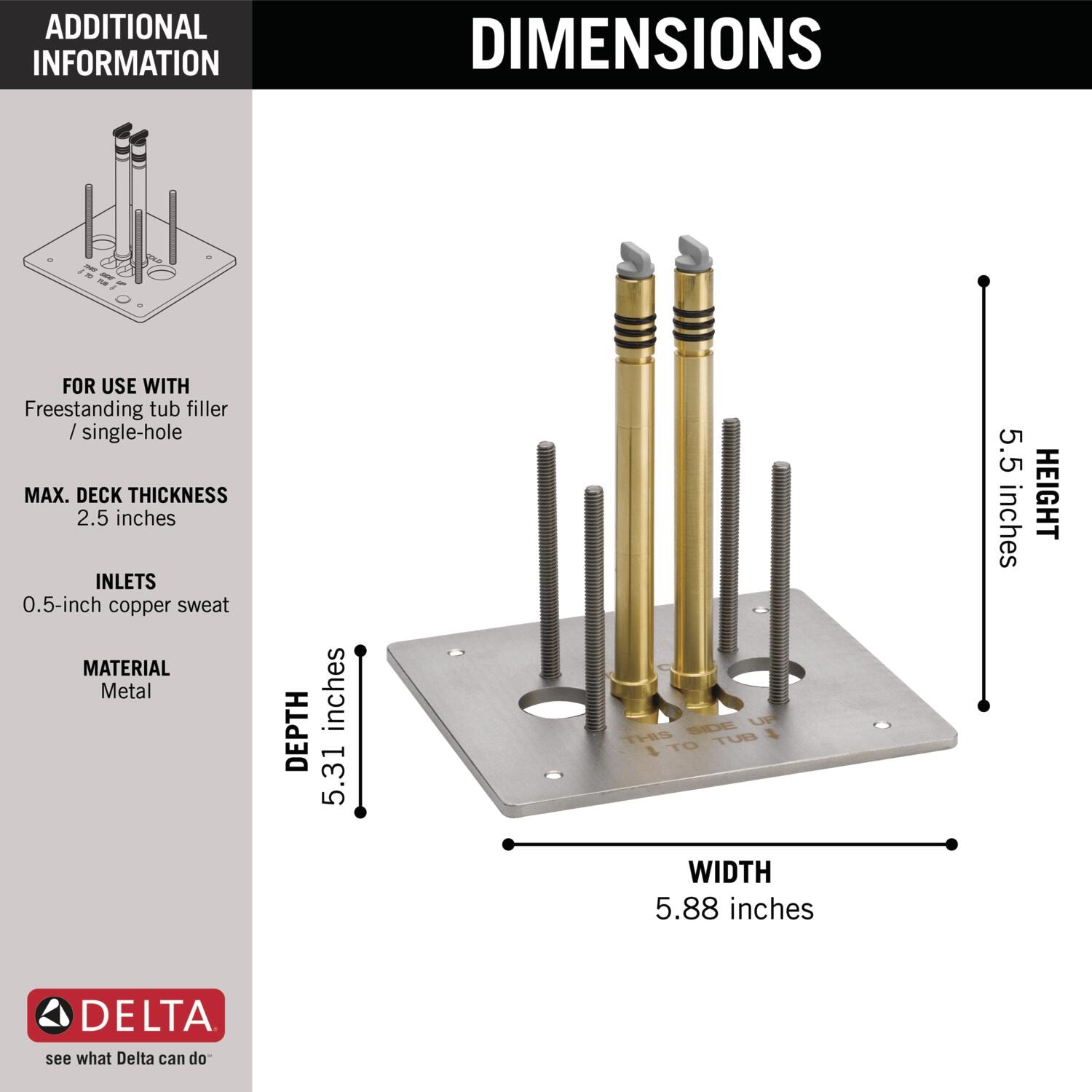 Válvula de llenado de bañera de latón con cobre de 1/2 pulgada de diámetro interior x cobre de 1/2 pulgada de diámetro exterior Delta R4700-FL