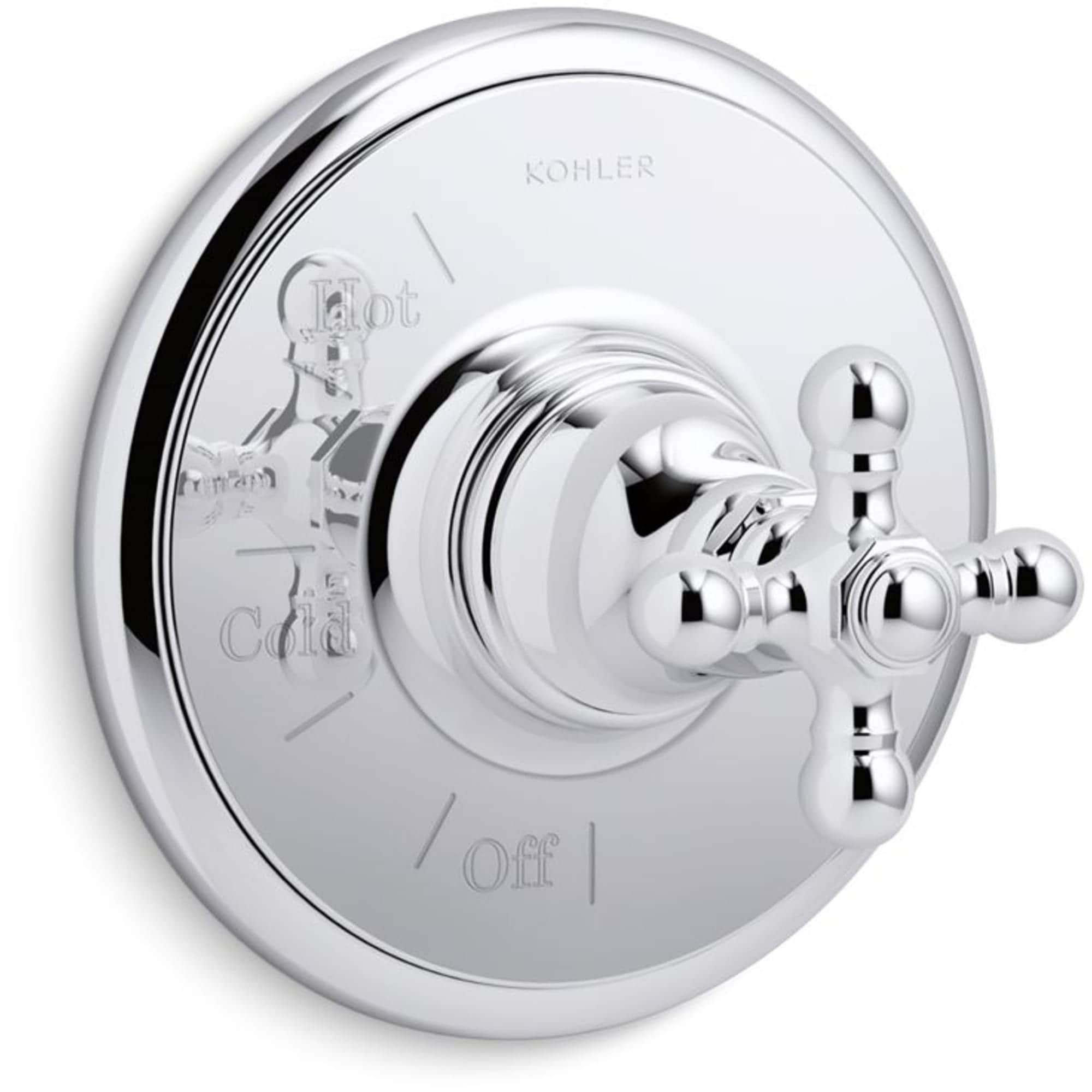Manija de grifo de ducha cruzada cromada pulida KOHLER TS72767-3-CP