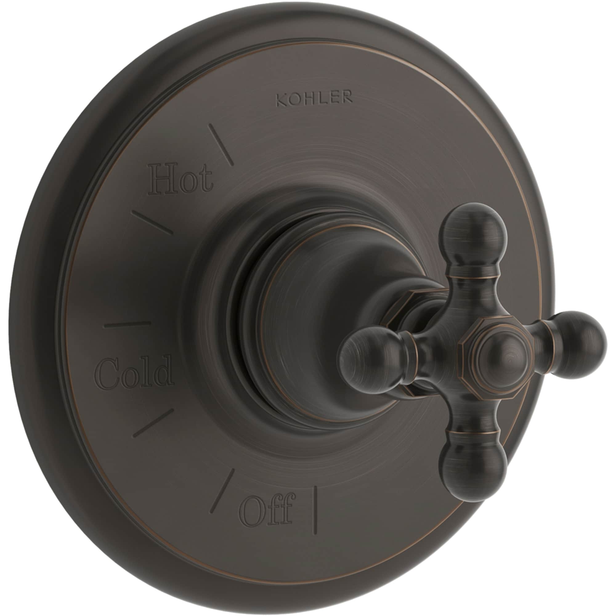Maneral de llave de ducha en cruz de bronce aceitado KOHLER K-TS72767-3-2BZ