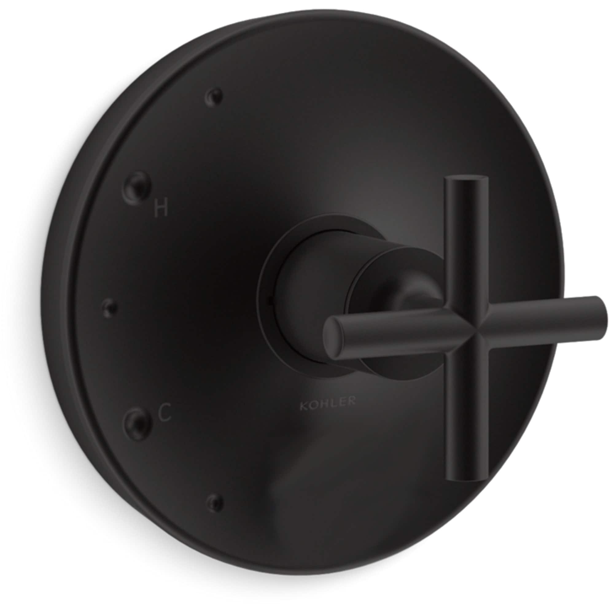 Manija de llave de regadera cruzada en negro mate KOHLER K-TS14423-3-BL