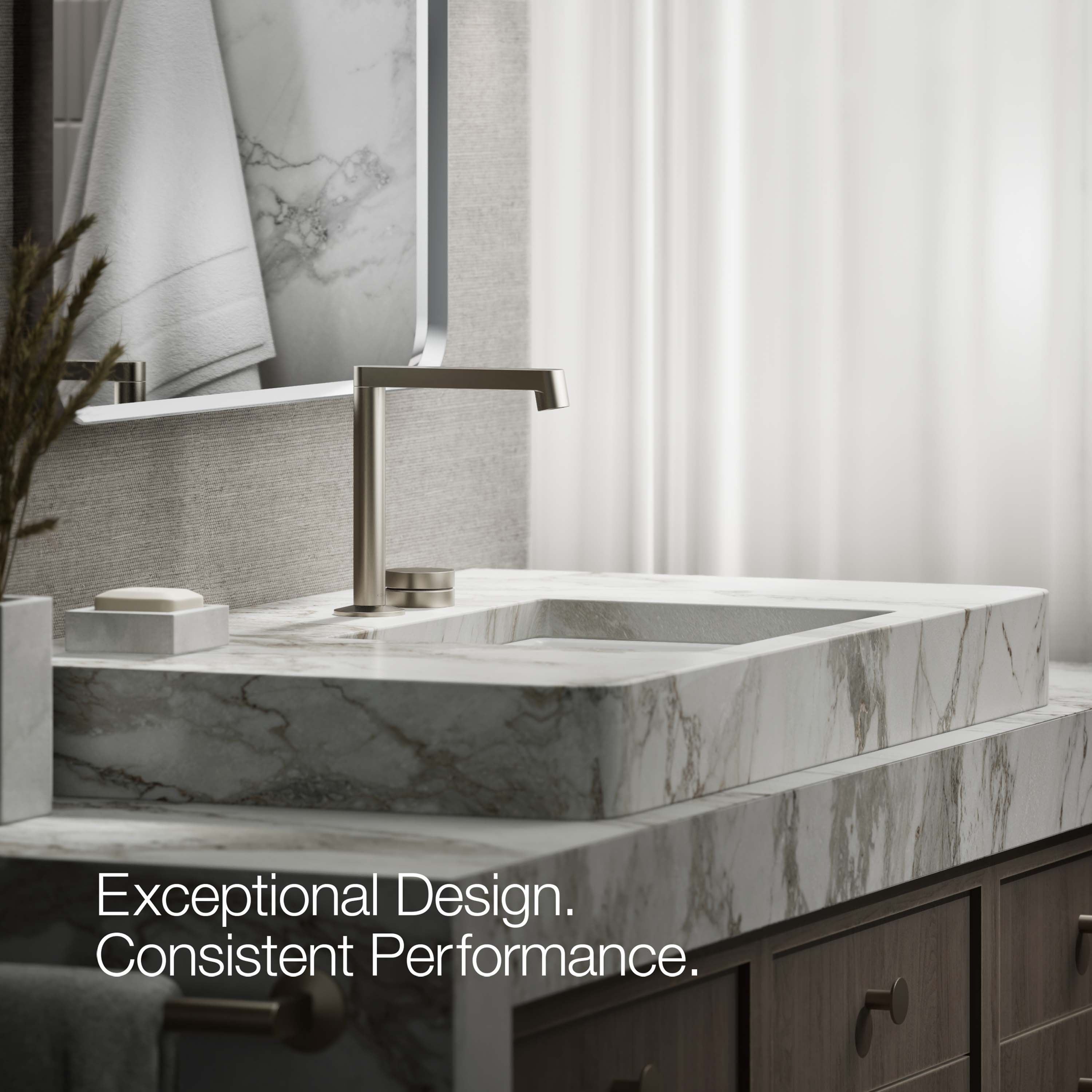 Manija para grifo de lavabo de baño de una manija en níquel cepillado vibrante KOHLER K-77963-8A-BN