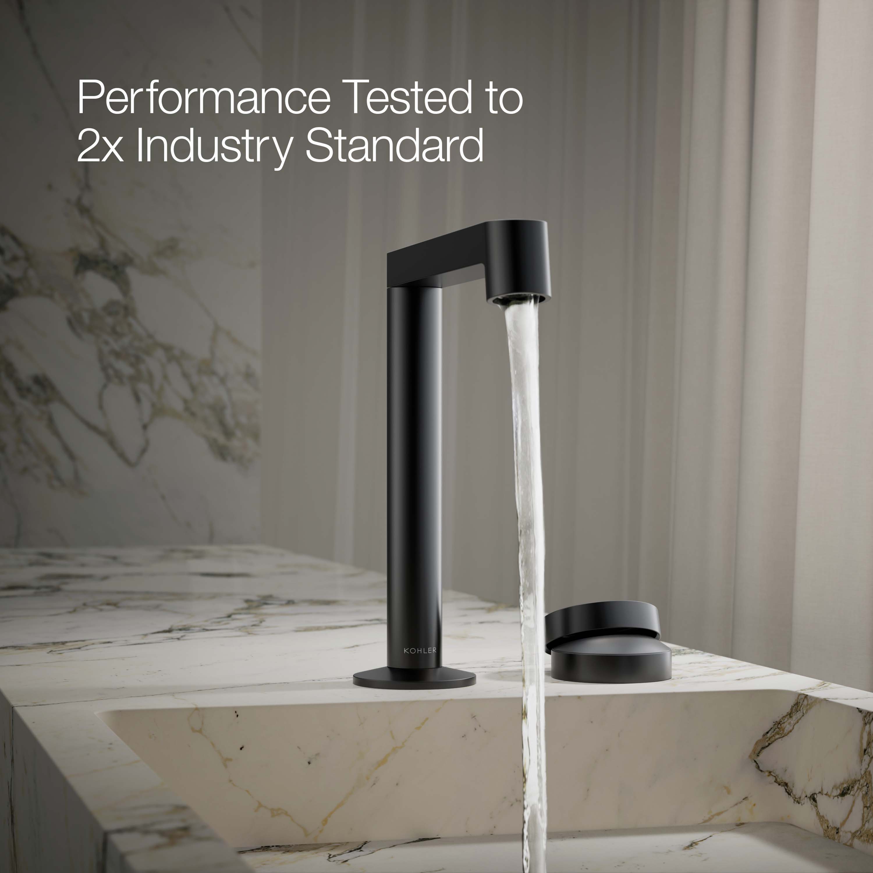 Manija de grifo de lavabo de baño de un solo asa estilo mate negro KOHLER K-77963-8A-BL