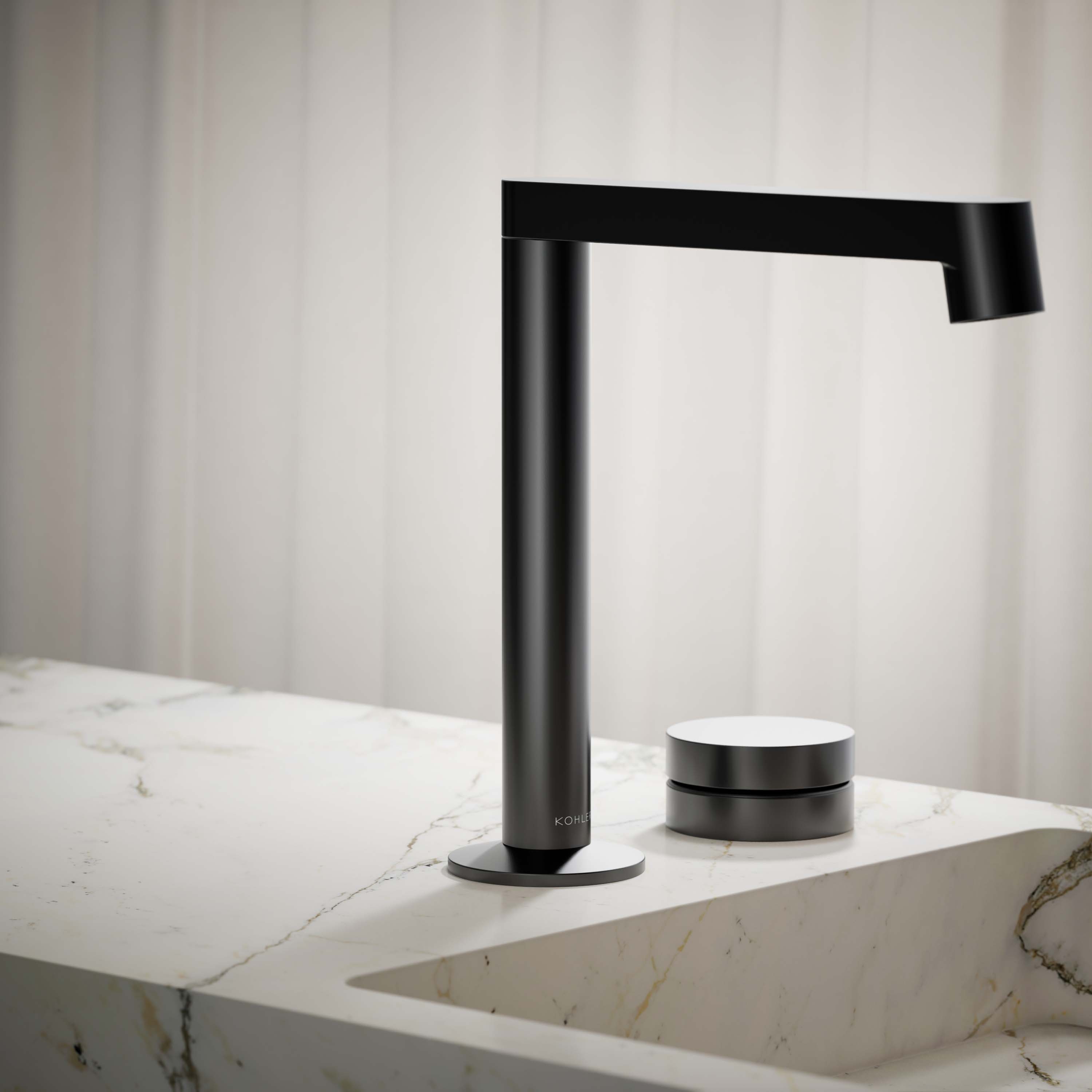 Manija de grifo de lavabo de baño de un solo asa estilo mate negro KOHLER K-77963-8A-BL