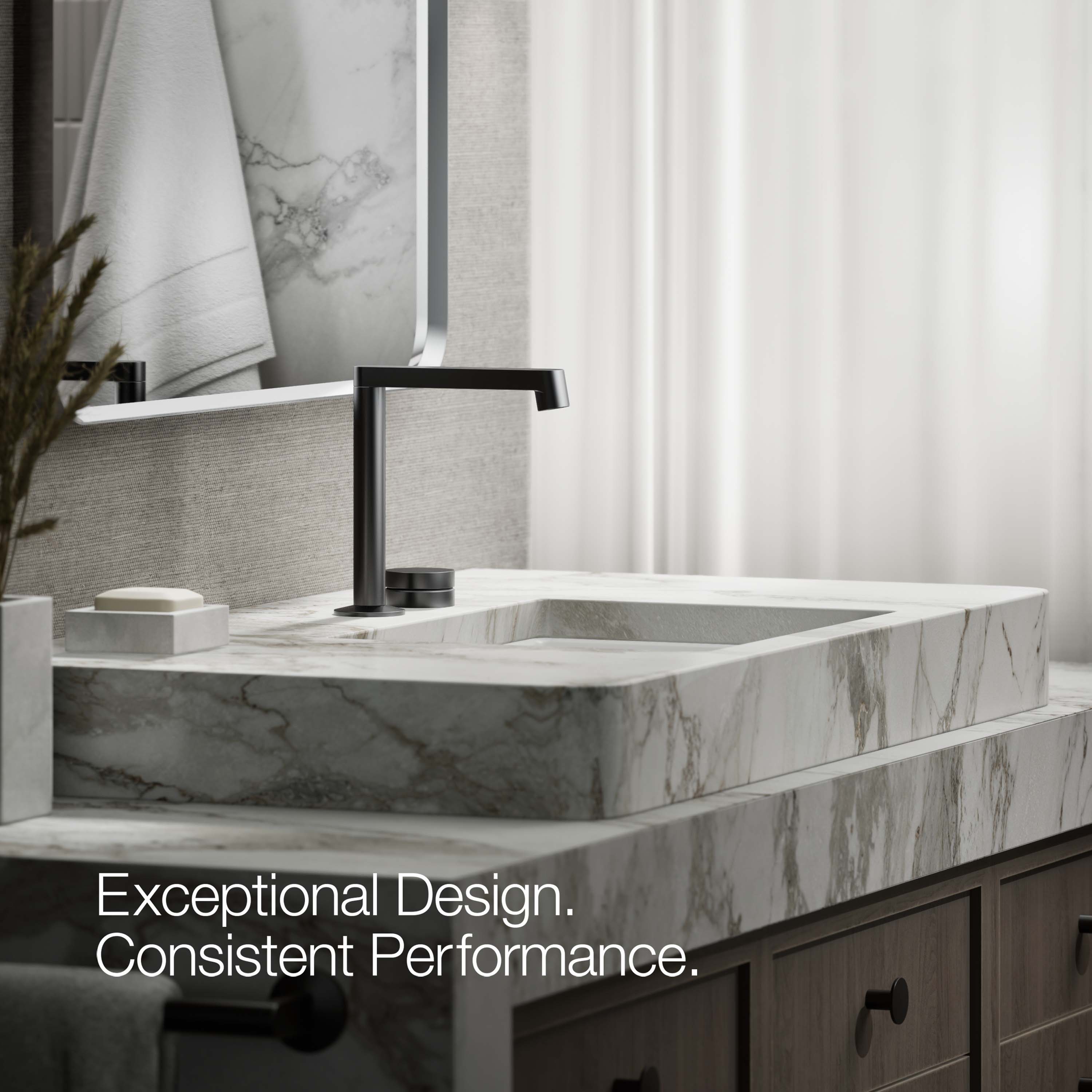 Manija de grifo de lavabo de baño de un solo asa estilo mate negro KOHLER K-77963-8A-BL