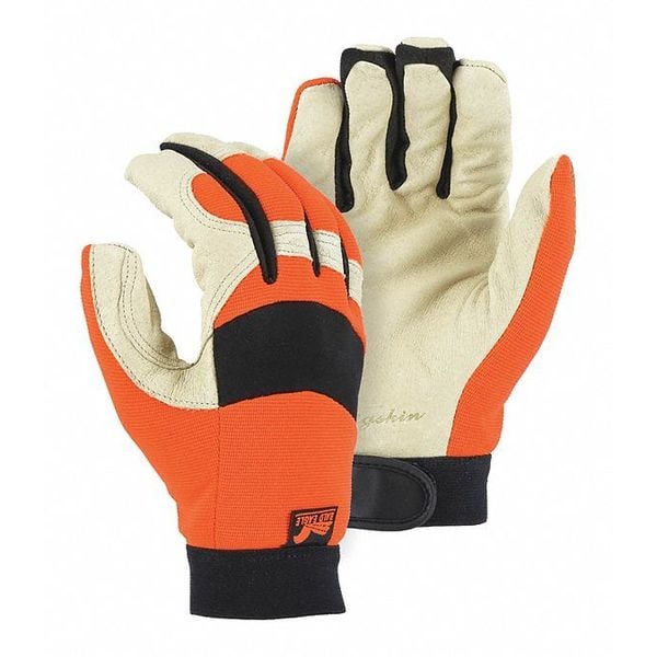 Guantes Mecánicos Majestic Glove, XS, Beige/Naranja, Dorso Tejido Elástico con Neopreno en los nudillos - 2152THV/7