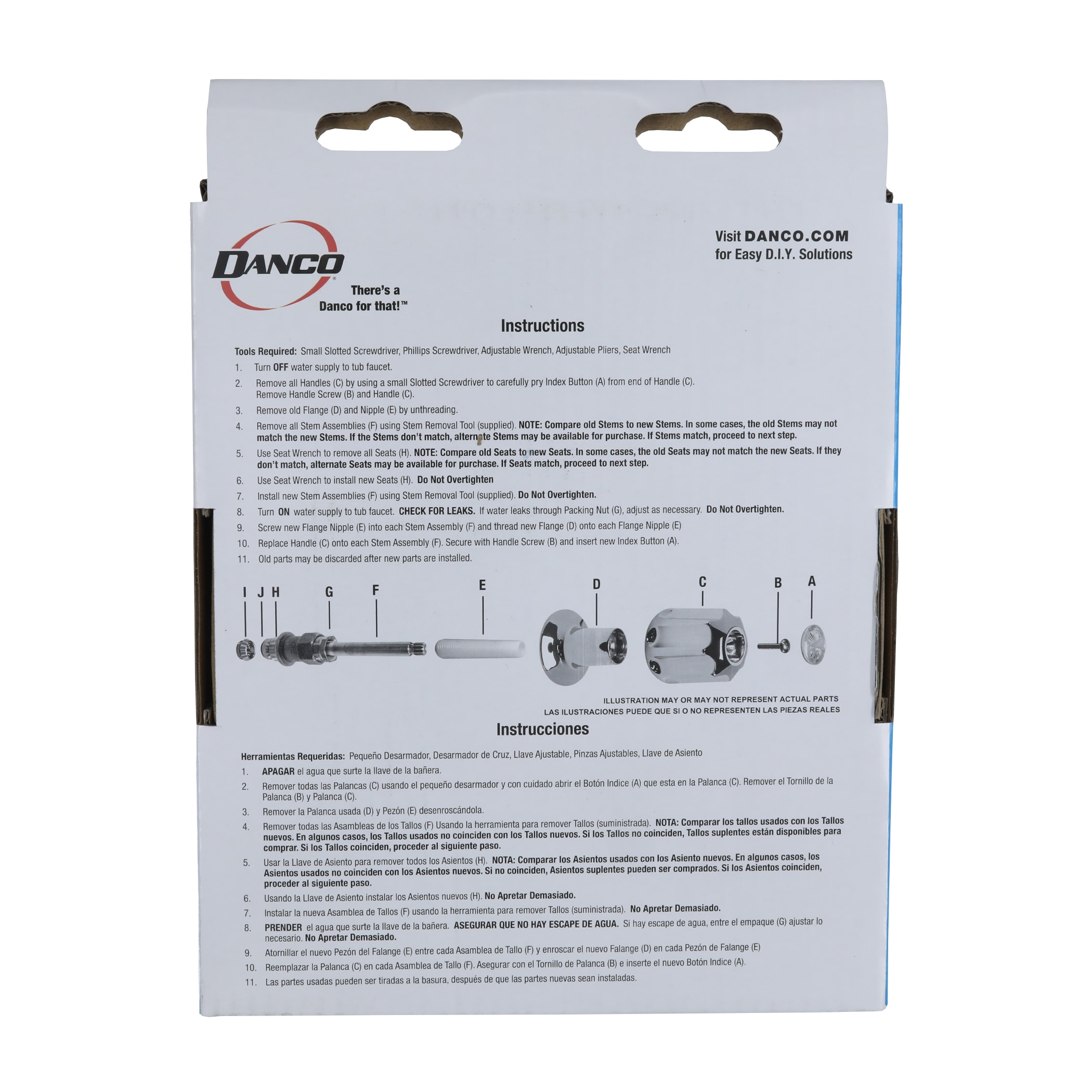 Manija de grifo de lavabo con 3 manijas transparentes de Danco 39630