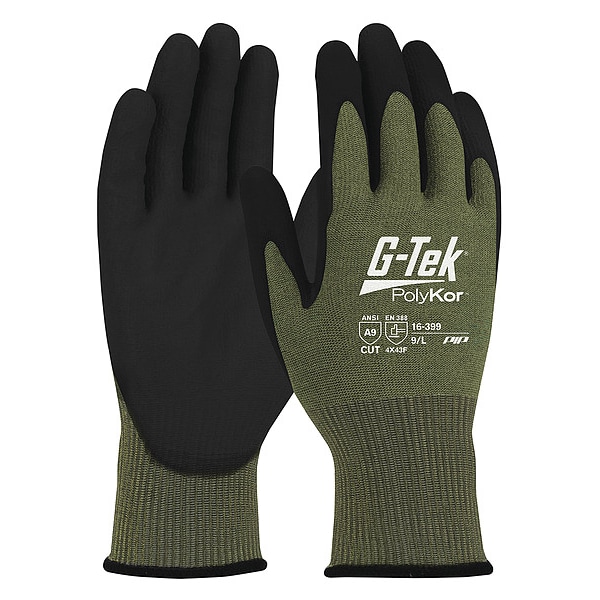 Guante resistente al corte Pip, Nivel de corte A9, calibre 13, verde/negro, M - 16-399/M