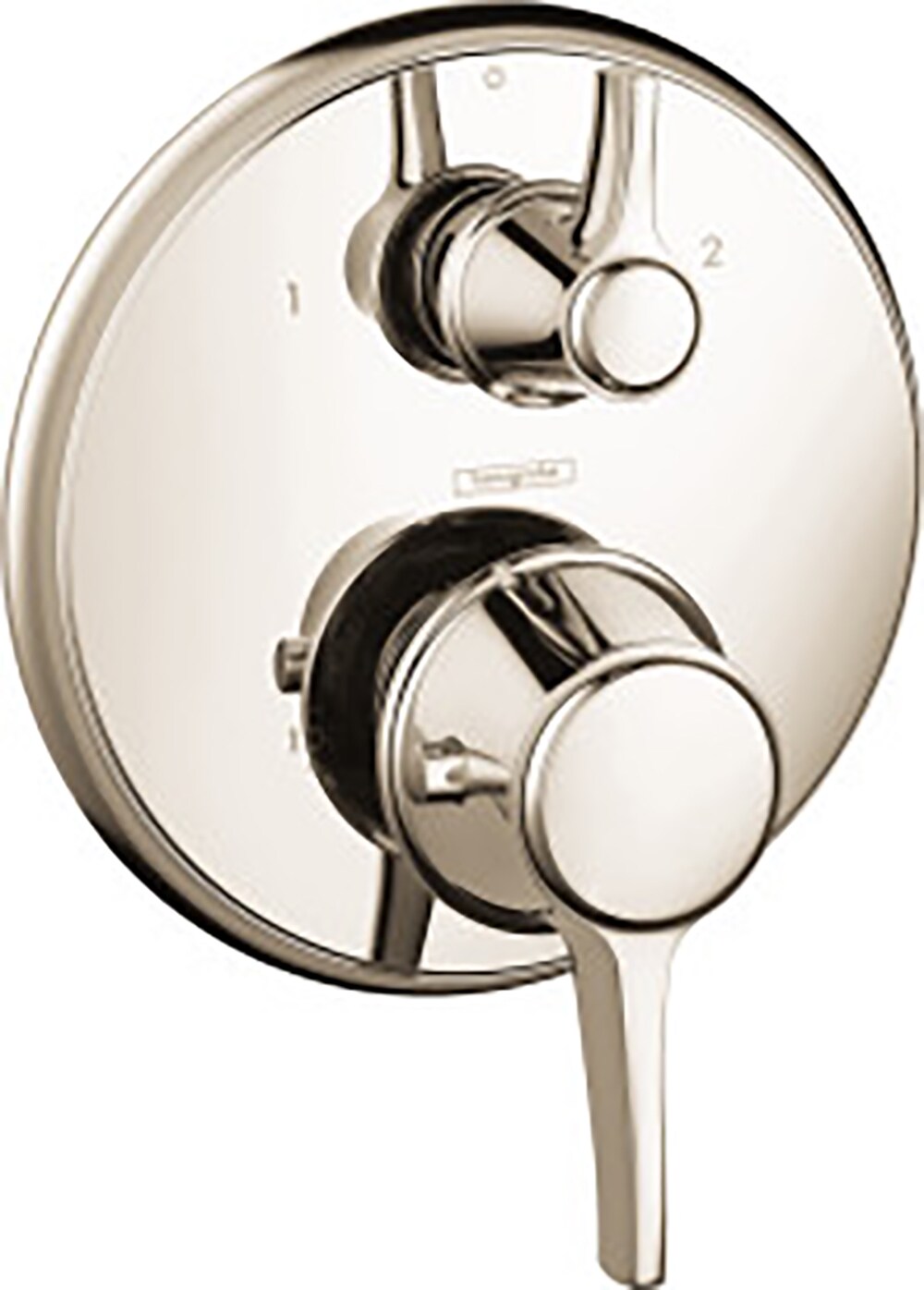 Maneral de grifo para regadera de dos manijas en níquel pulido Hansgrohe 15753831