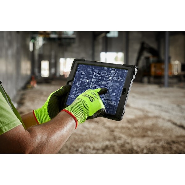 Guantes sumergidos de poliuretano de alta visibilidad con nivel de corte 5 de Milwaukee Tool - Grande, Nivel de corte A5, calibre 13, color lima, tamaño L (9) - 48-73-8952.