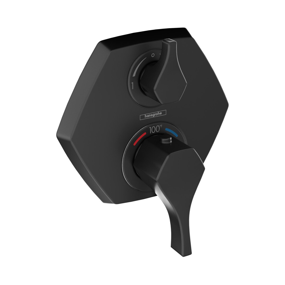 Maneral de grifo de ducha de dos manijas en acabado negro mate de Hansgrohe