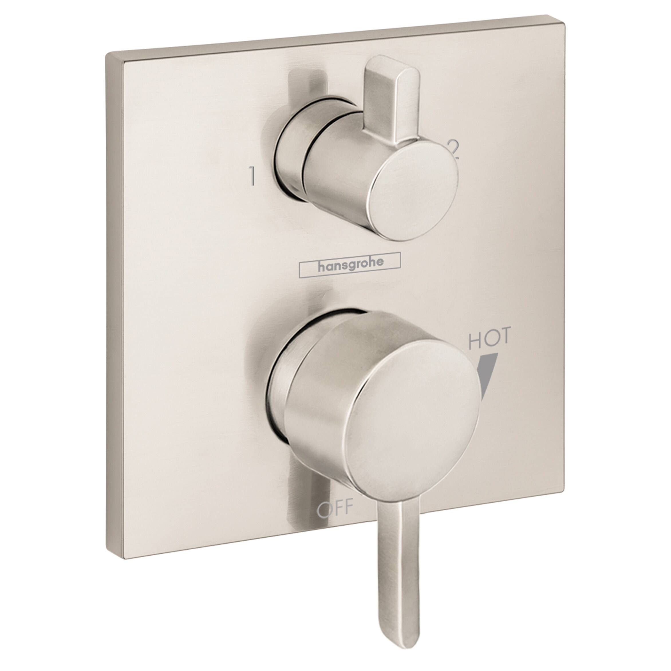 Manija de grifo de ducha de 2 manijas de níquel cepillado Hansgrohe