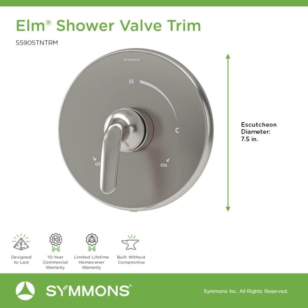 Manija para grifo de ducha Symmons Elm en níquel satinado con palanca - 5590STNTRM