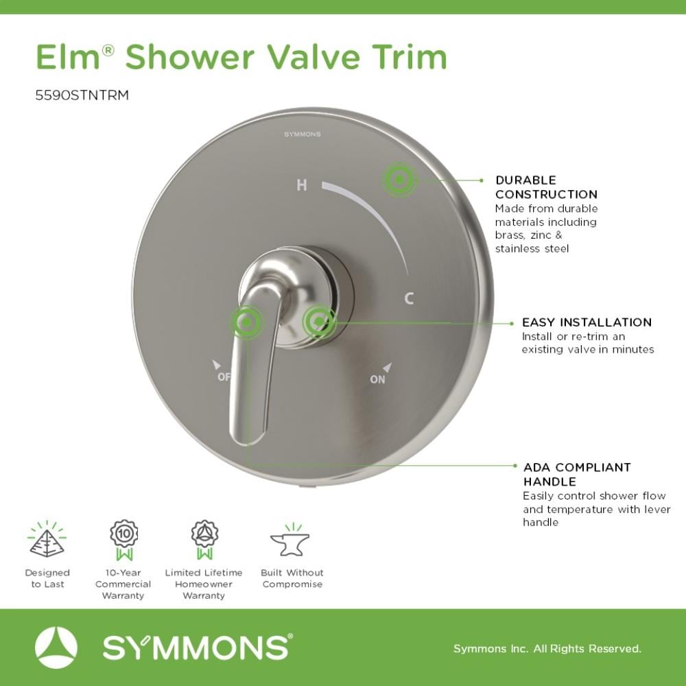 Manija para grifo de ducha Symmons Elm en níquel satinado con palanca - 5590STNTRM
