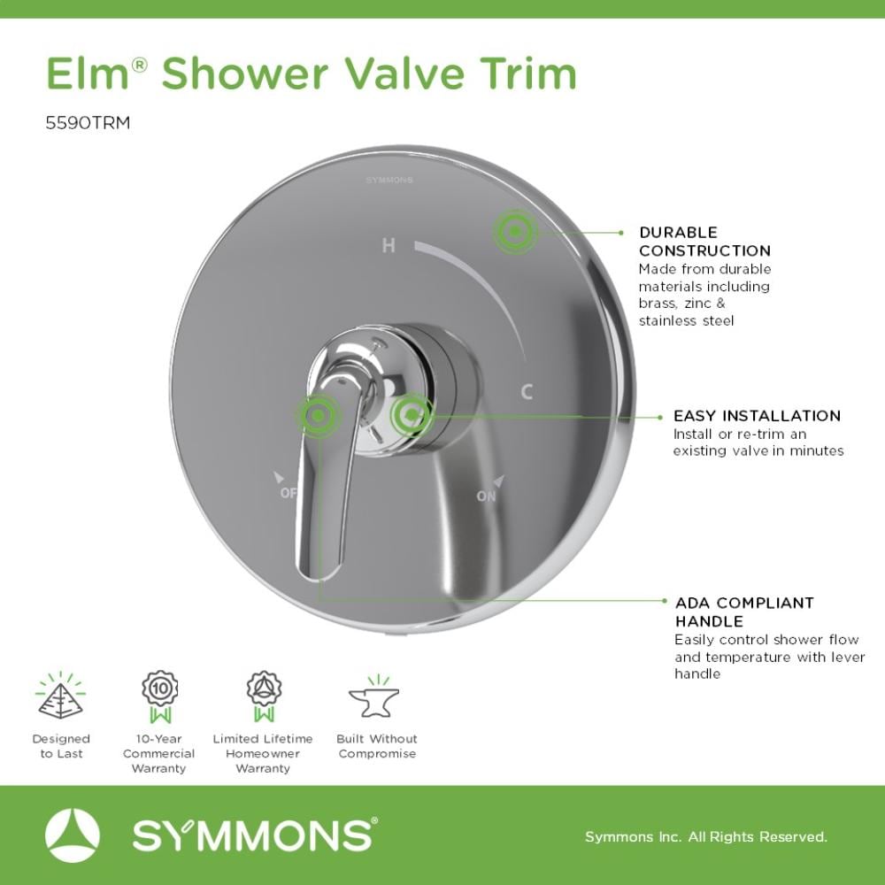 Manija de Grifo para Regadera Symmons Elm en Cromo Pulido
