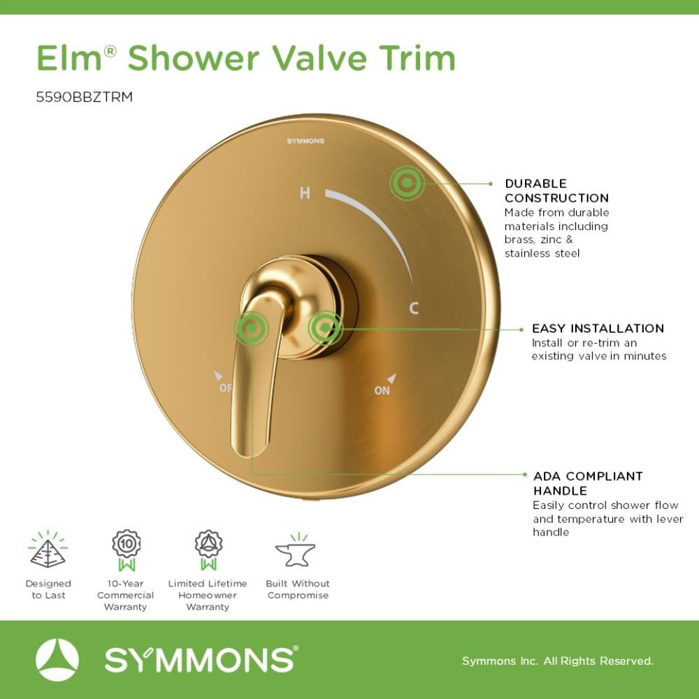 Mango para grifo de ducha Symmons Elm en acabado bronce cepillado 5590BBZTRM
