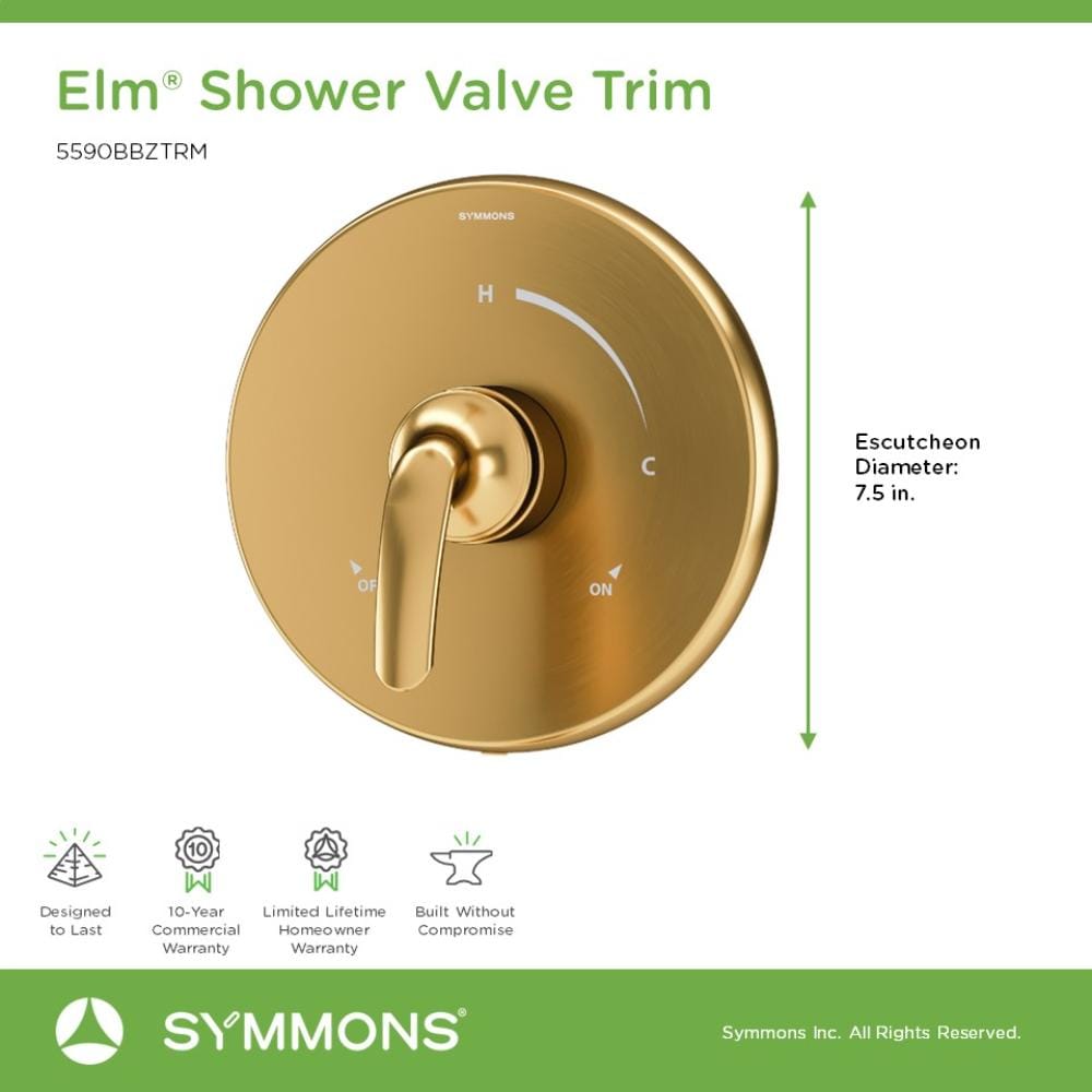 Mango para grifo de ducha Symmons Elm en acabado bronce cepillado 5590BBZTRM