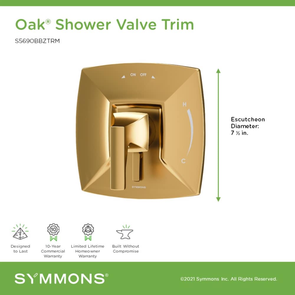 Mango para grifo de ducha Symmons Oak en bronce cepillado 5690BBZTRM