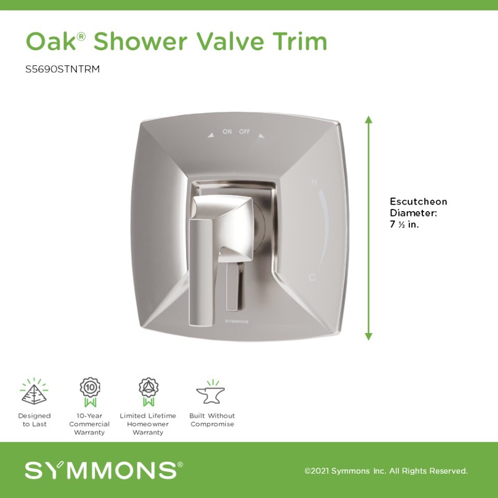 Maneral de ducha de palanca de níquel satinado Oak Symmons 5690STNTRM