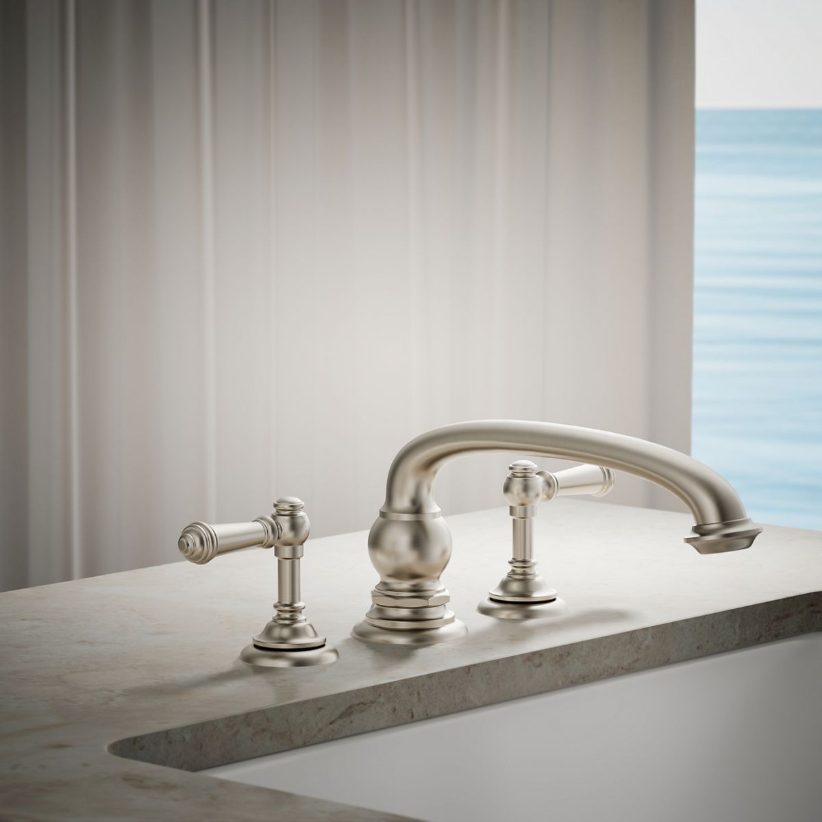 Manija para llave de bañera de 2 manijas en níquel cepillado vibrante KOHLER T98071-4-BN