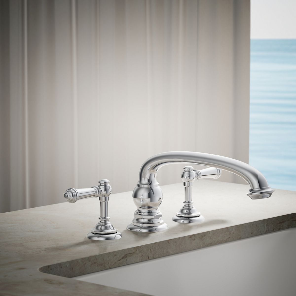 Manija para grifo de bañera de palanca con dos manijas cromadas pulidas KOHLER T98071-4-CP