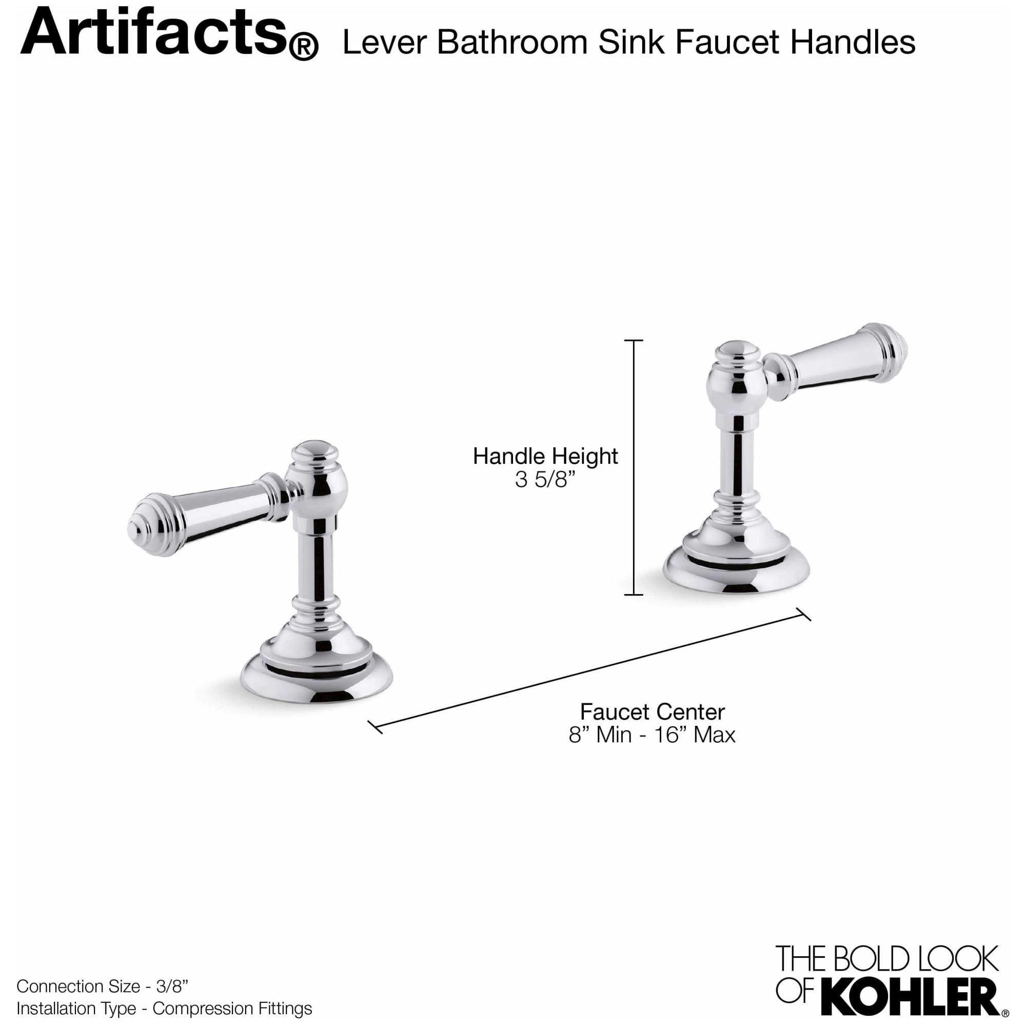 Juego de 2 Manijas de Grifo para Lavamanos en Aceite Frotado de Bronce KOHLER