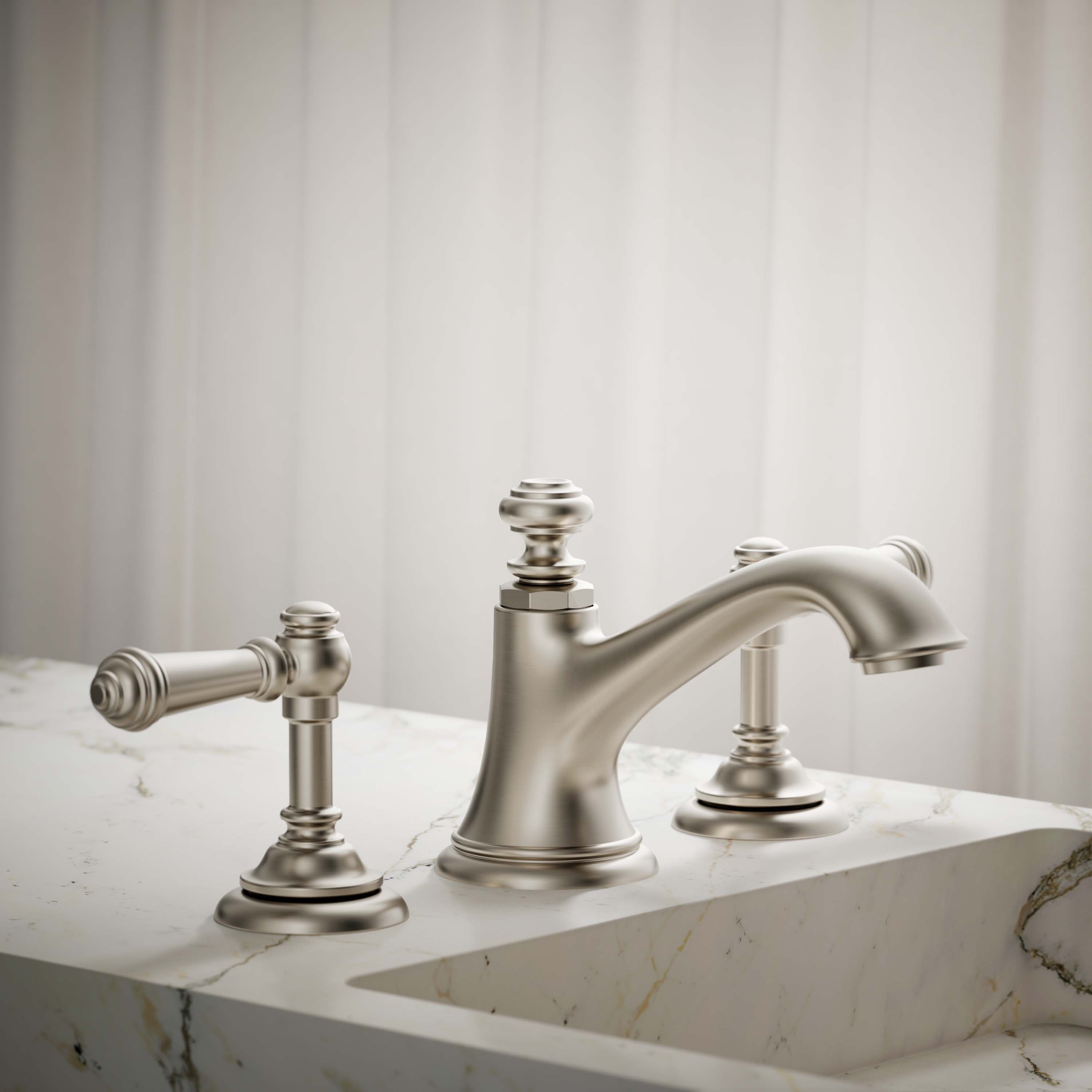 Manijas de grifo de baño de dos palancas en níquel cepillado vibrante de KOHLER - Paquete de 2
