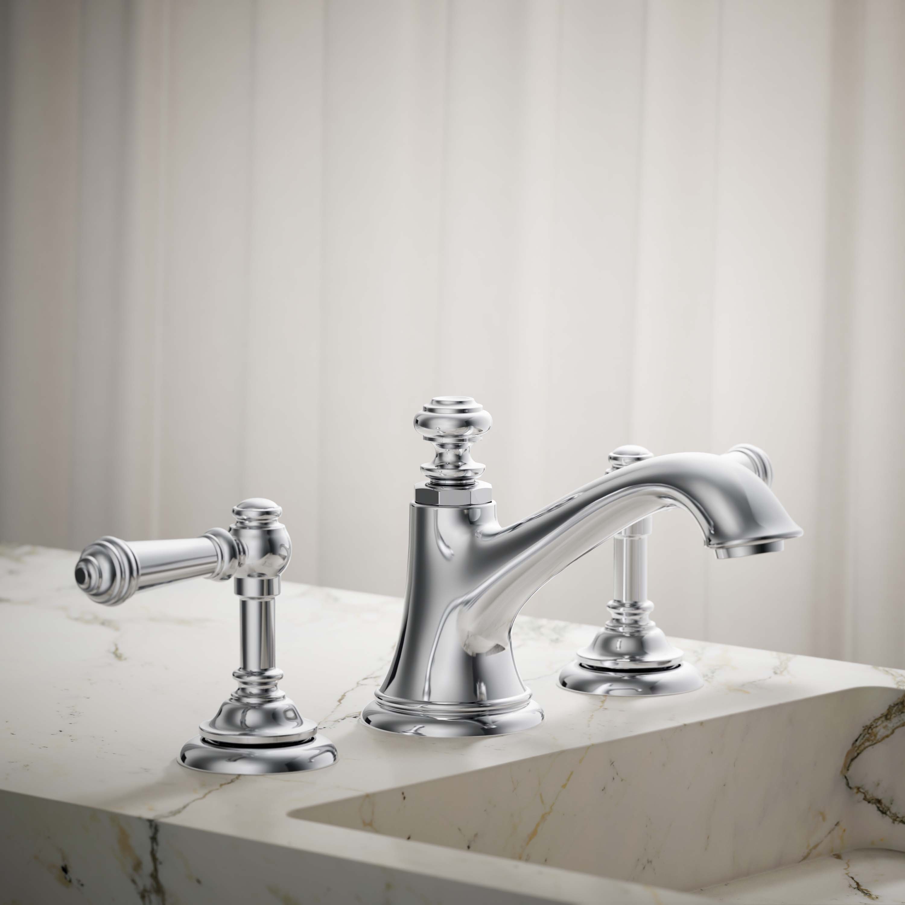 Grifo de baño con dos manijas de palanca en cromo pulido - Paquete de 2