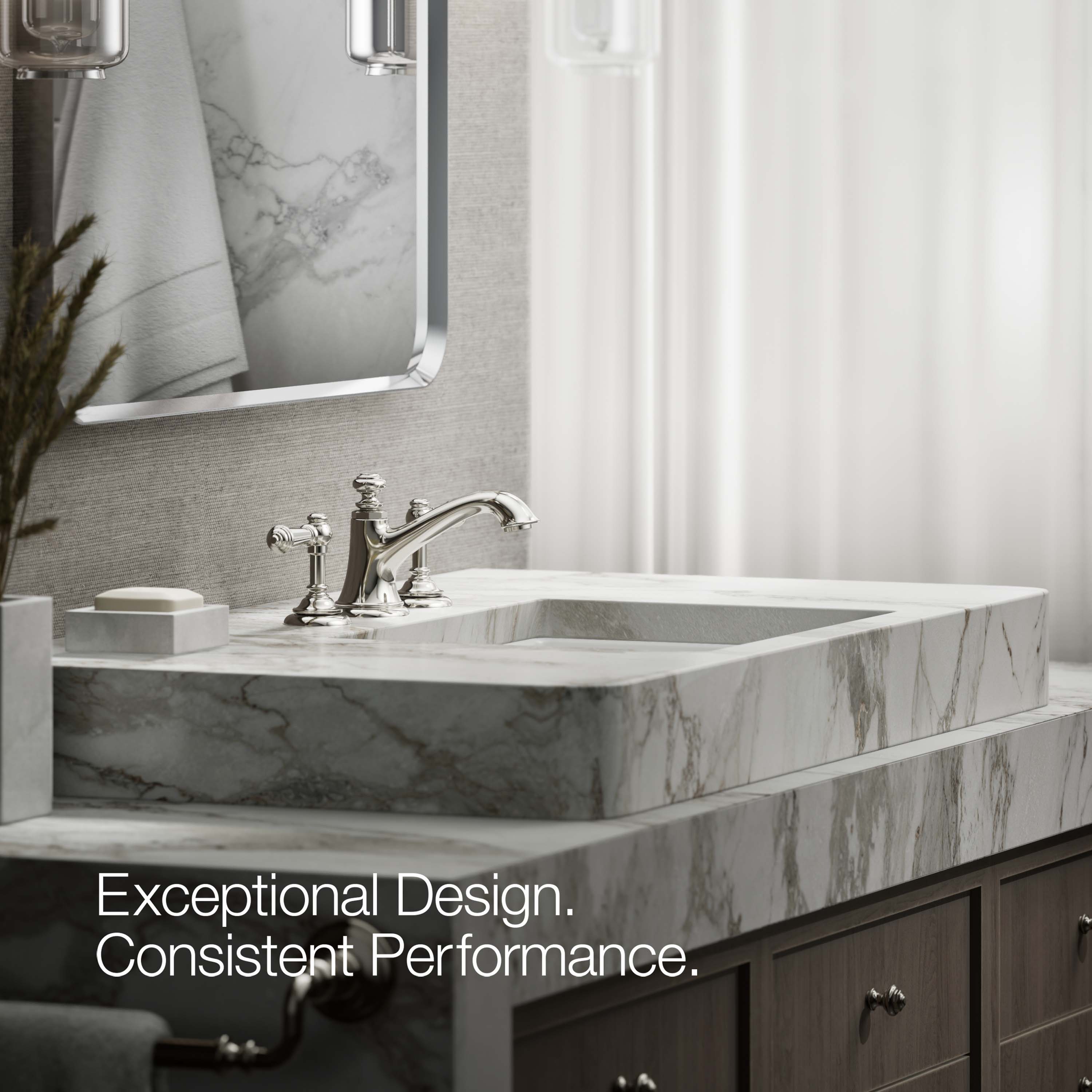 Manijas para grifo de baño con acabado escarchado brillante KOHLER, pack de 2