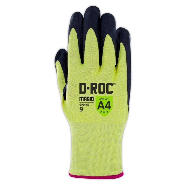 Guantes recubiertos Magid, Nivel de corte A4, amarillo de alta visibilidad, 11 - GPD46911.