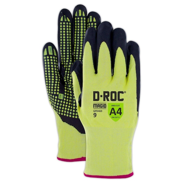 Guantes recubiertos Magid, Nivel de corte A4, amarillo de alta visibilidad, 11 - GPD46911.