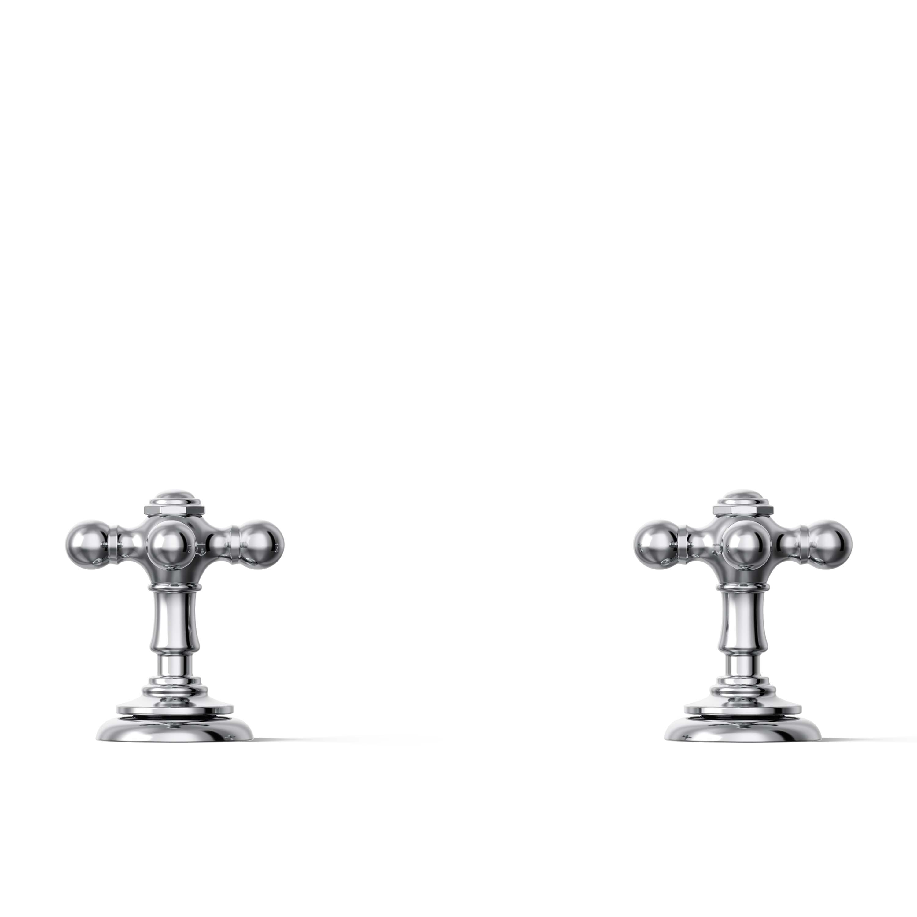 Llaves de lavabo para baño con acabado cromado brillante de dos manijas en cruz - Juego de 2