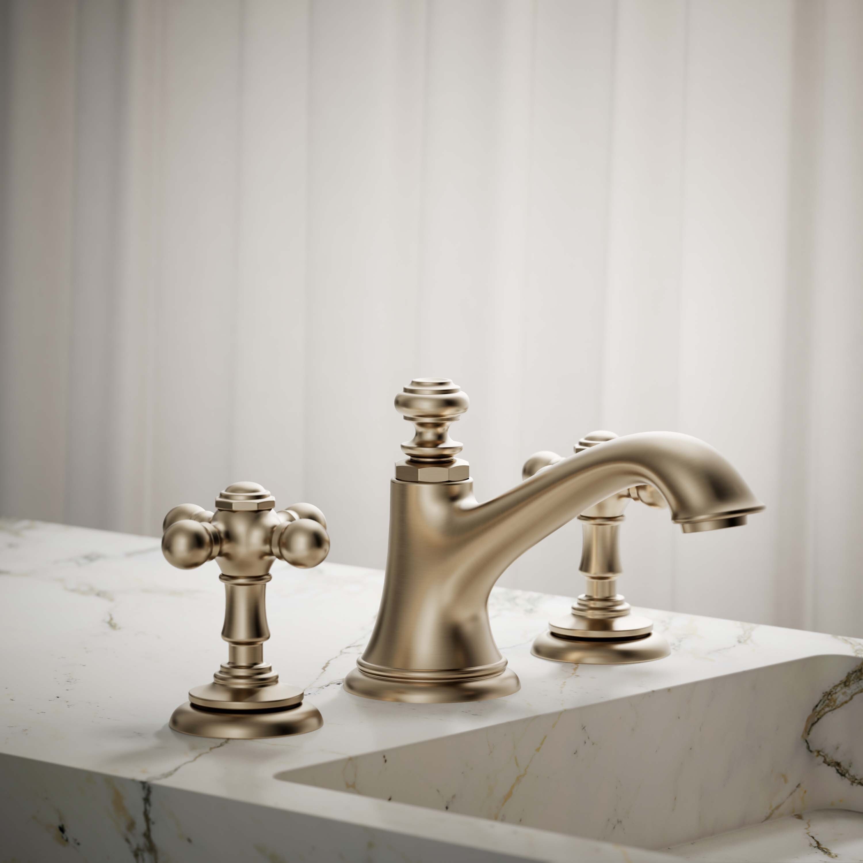 Manija de grifo de lavabo en bronce cepillado vibrante Kohler con 2 asas en forma de cruz - Paquete de 2