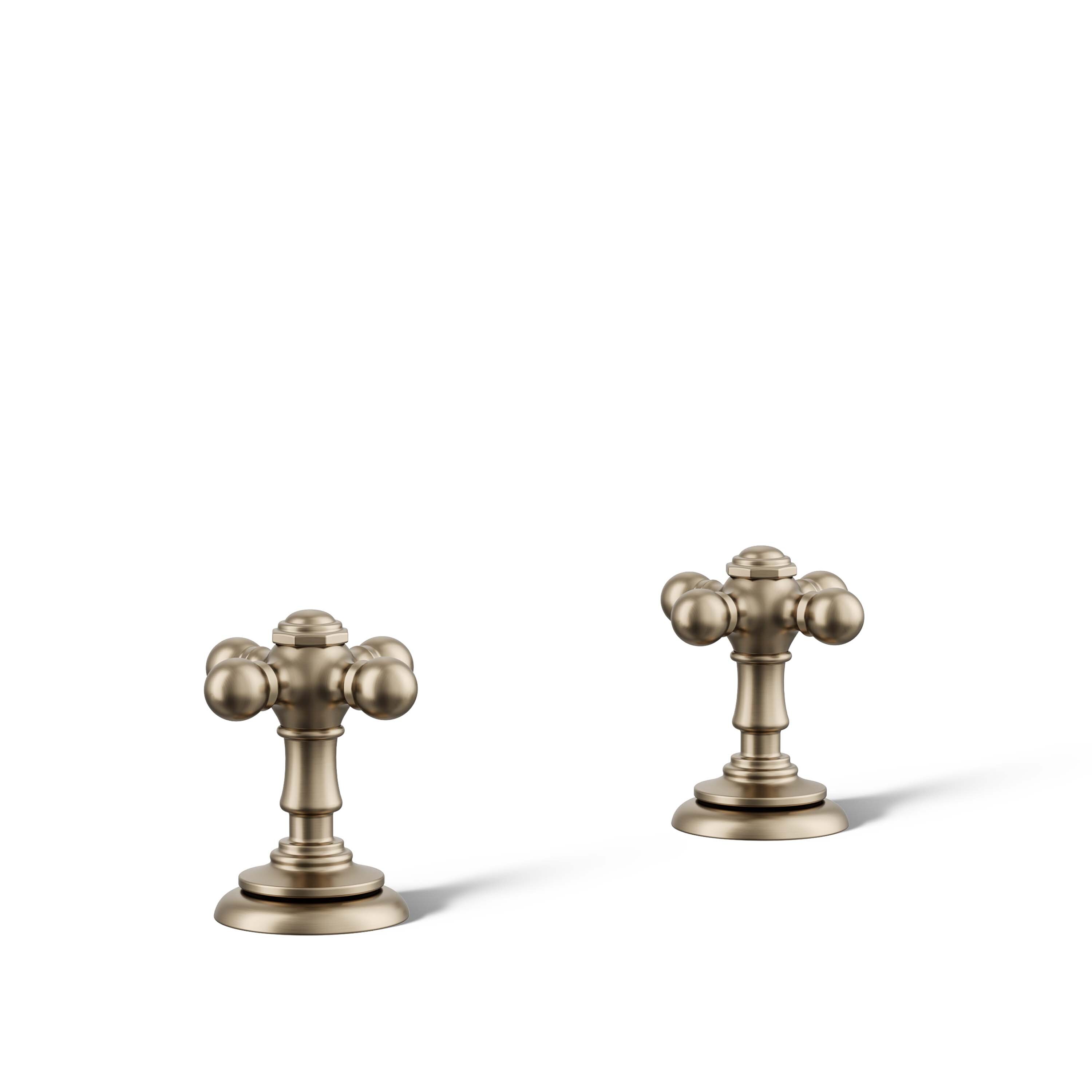 Manija de grifo de lavabo en bronce cepillado vibrante Kohler con 2 asas en forma de cruz - Paquete de 2
