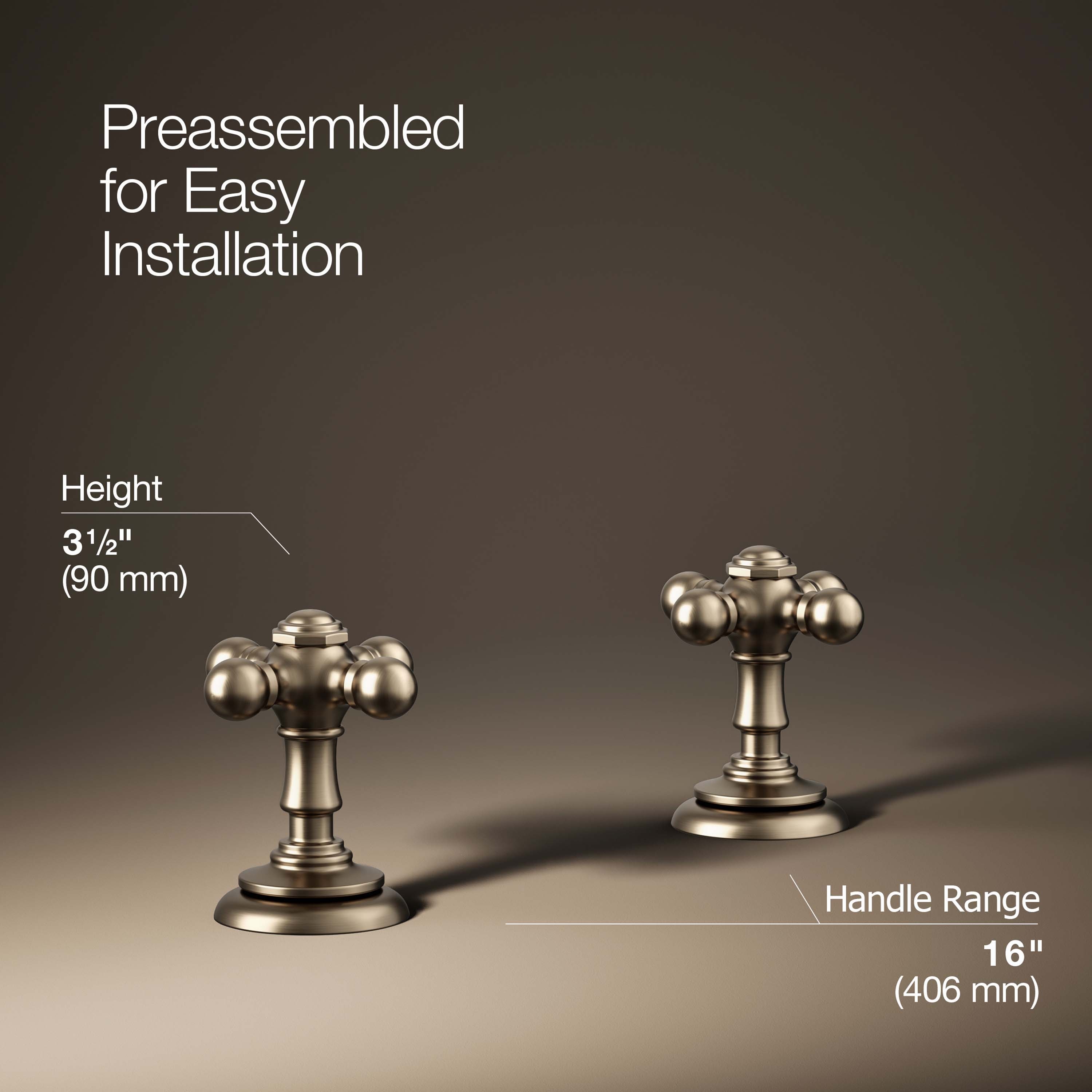 Manija de grifo de lavabo en bronce cepillado vibrante Kohler con 2 asas en forma de cruz - Paquete de 2